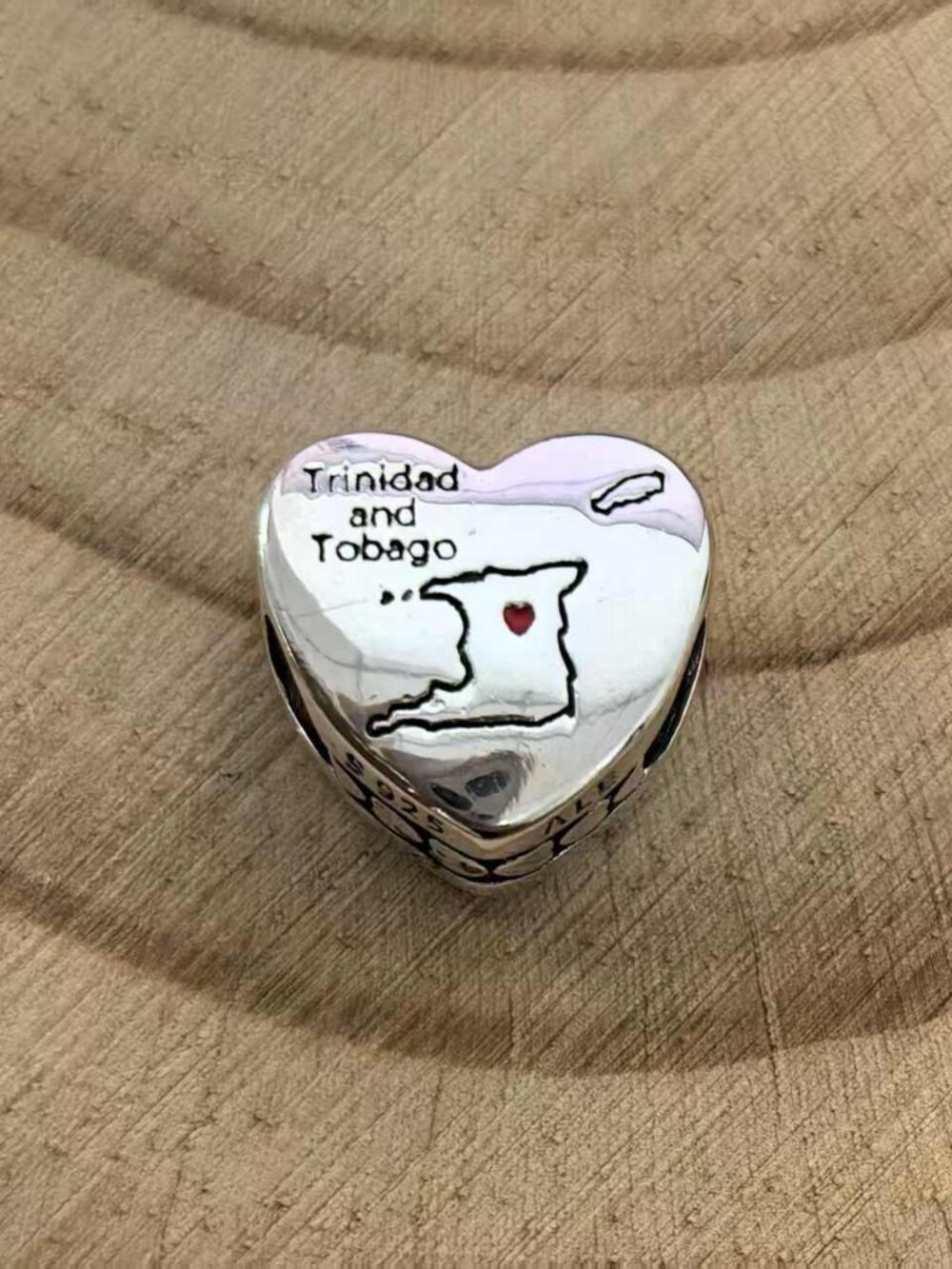 Pandora Trinidad and Tobago Exclusive Travel Heart Charm, S925 Silver Jewelry